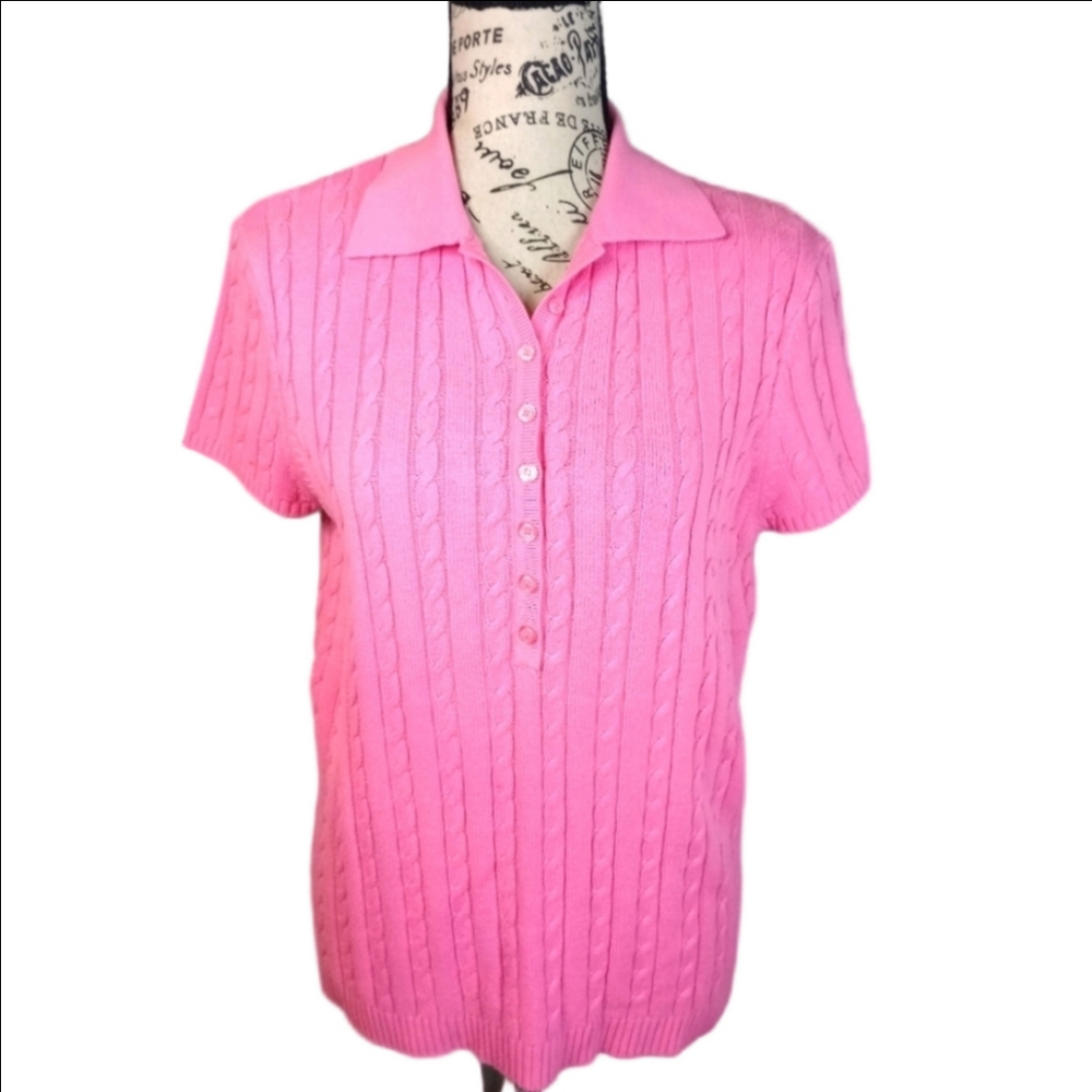 525 America Pink Short Sleeve Polo Shirt Large
